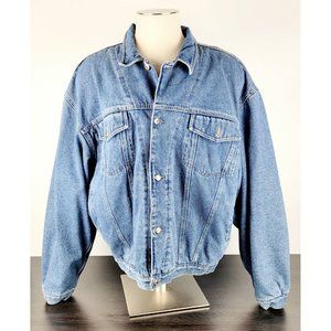 Bugle Boy 7M The Millennium Denim Blue Wash Button Jacket Fleece Liner Size XL